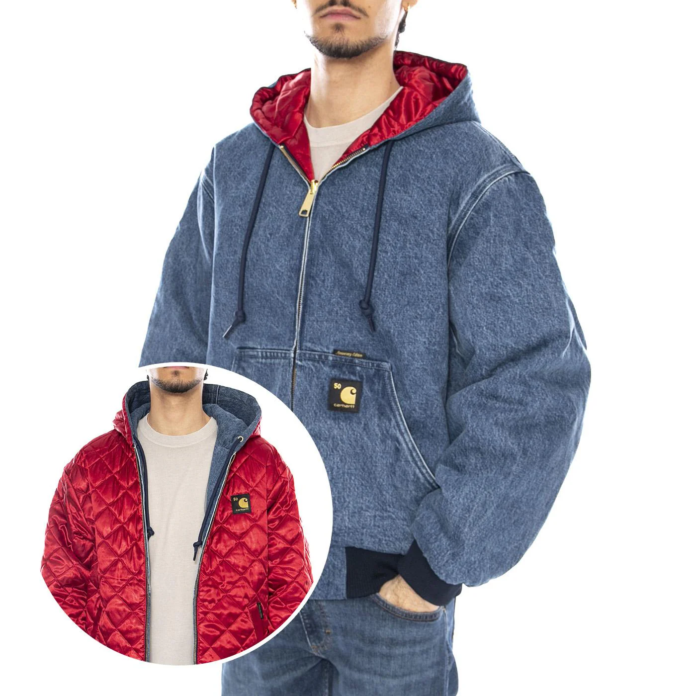 50 Years Anniversary OG Active Jacket Denim Blue / USA Red - Men's Jacket Blue Men's CARHARTT WIP