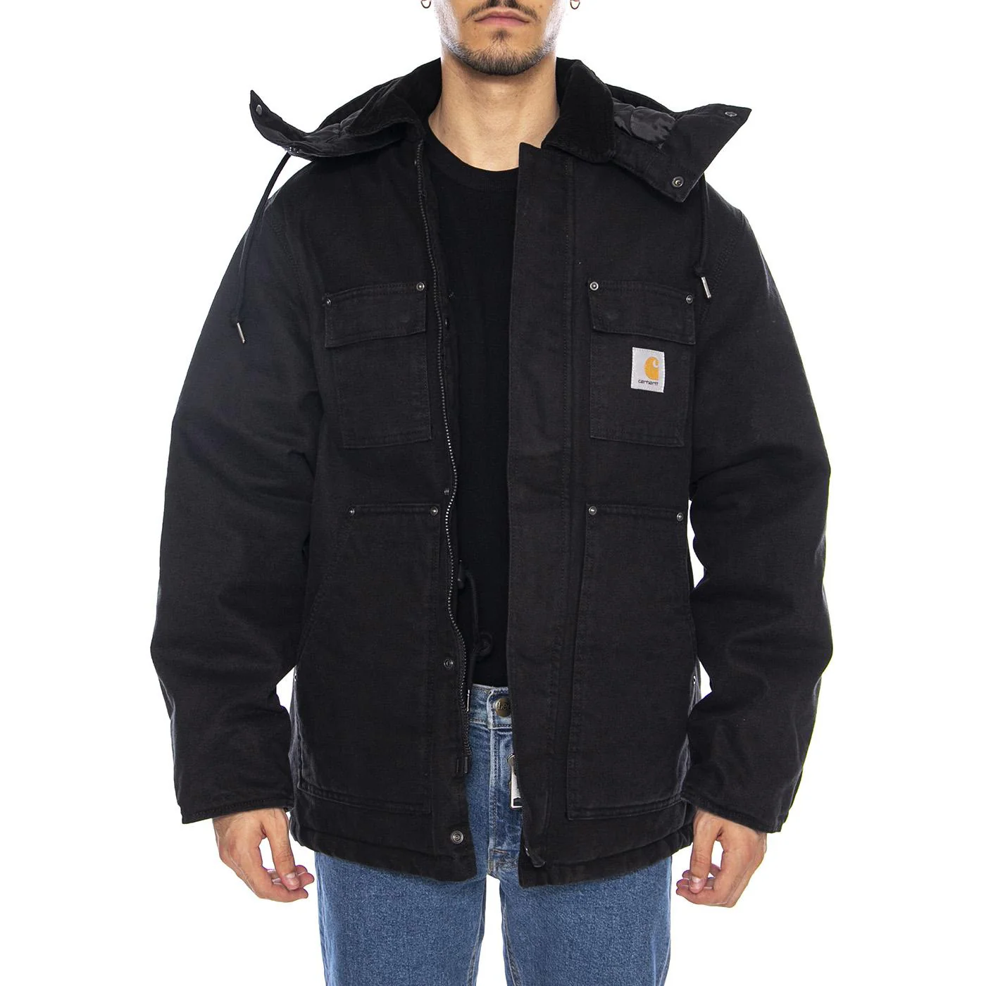 Ambel Coat Black / Black - Men's Hooded Jacket Black Men's CARHARTT WIP - Image 2