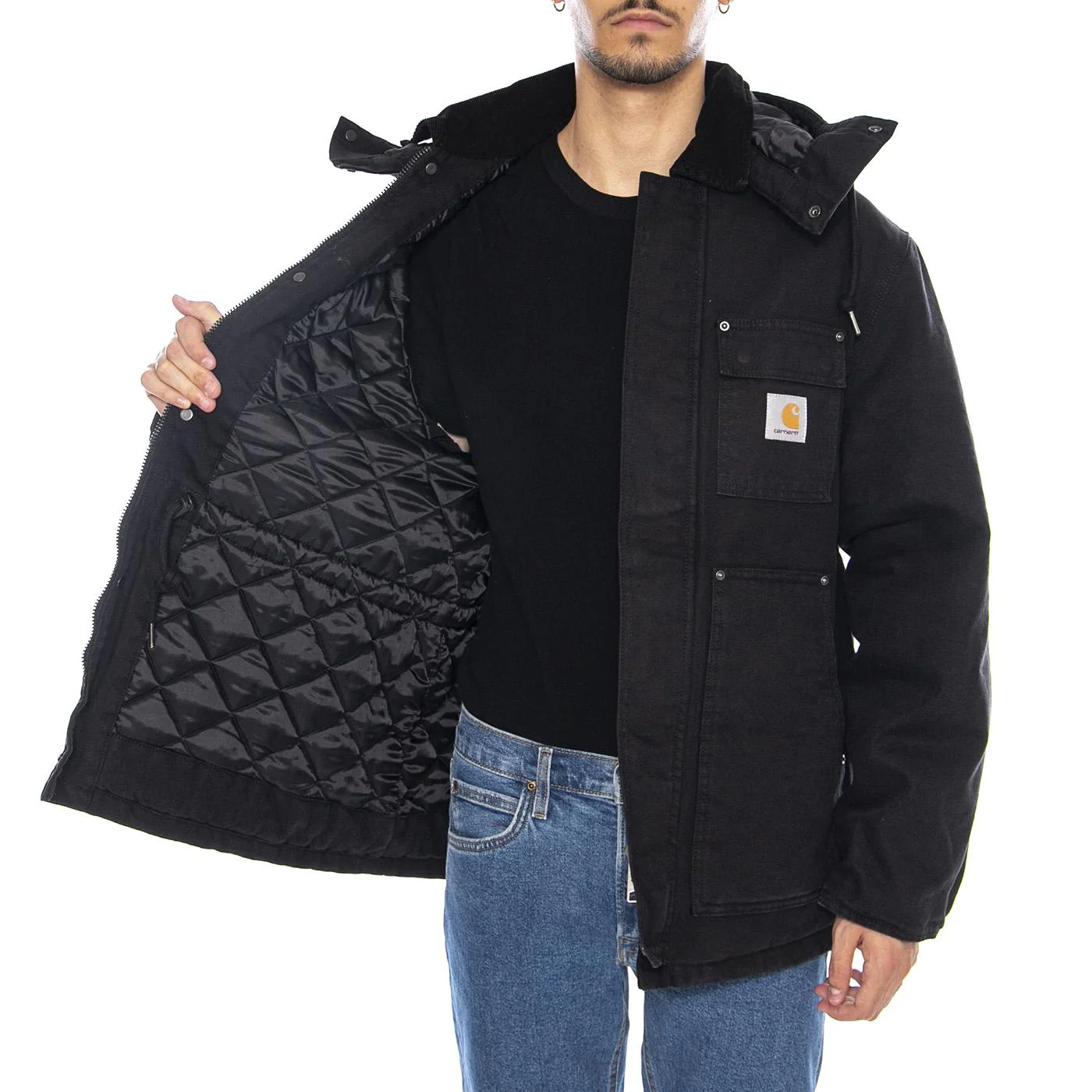 Ambel Coat Black / Black - Men's Hooded Jacket Black Men's CARHARTT WIP - Image 4