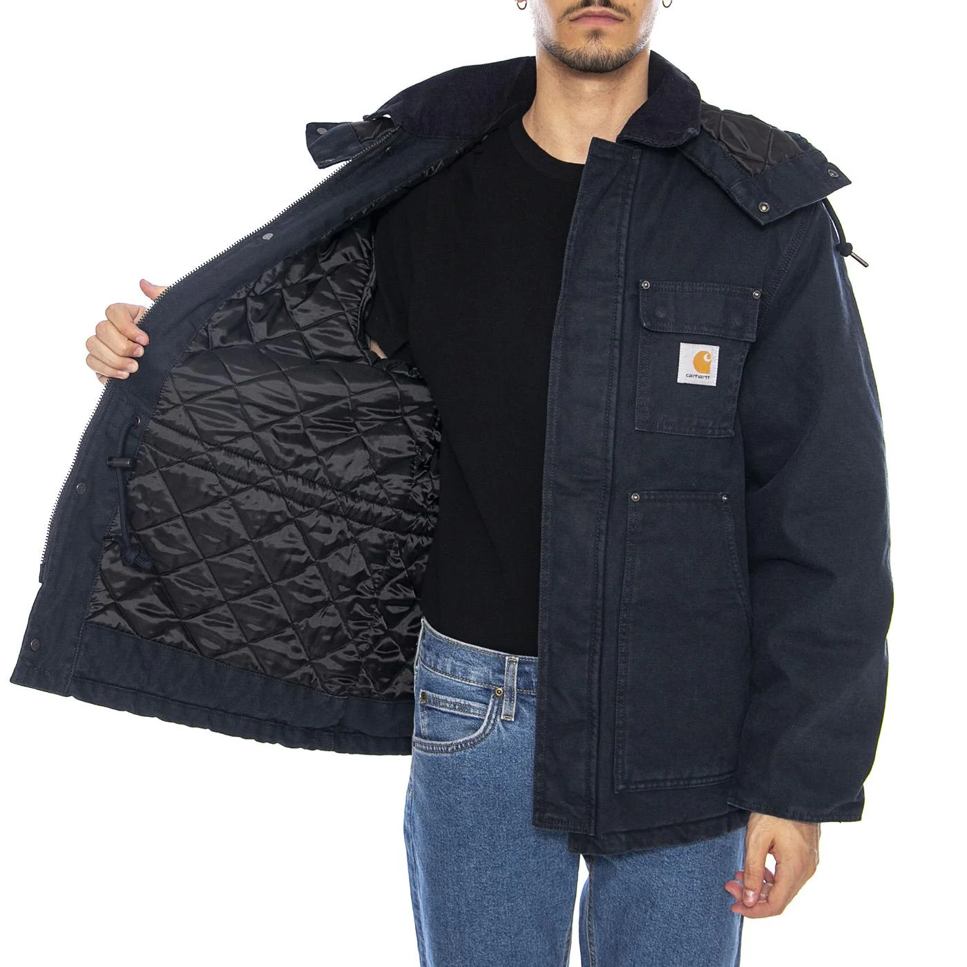 Ambel Coat Deep Night / Deep Night - Men's Hooded Jacket Blue Men's CARHARTT WIP - Image 4