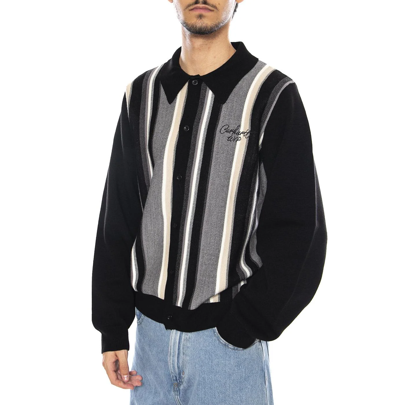 Bainter Cardigan Bainter Stripe, Graphite - Men's Cardigan Multicolored Man CARHARTT WIP