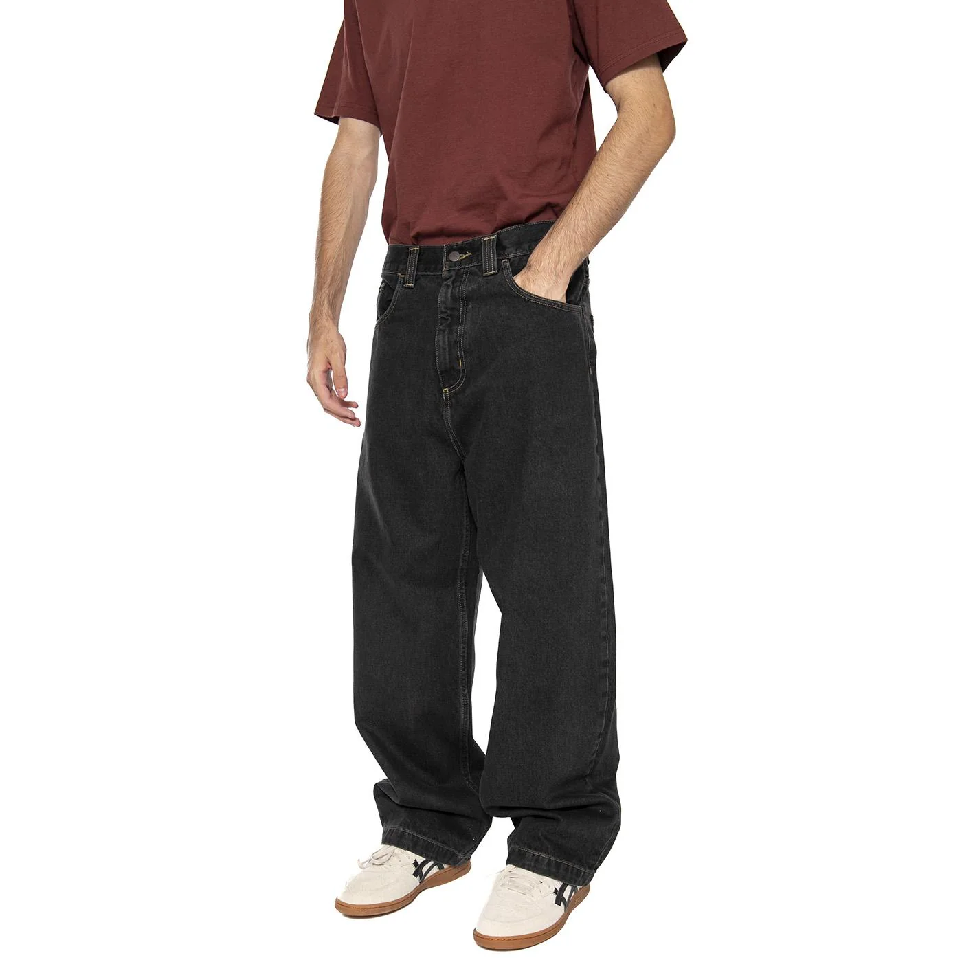 Carhartt WIP Brandon Pant Cotton Smith Jeans Bblack Stone Washed - Image 2