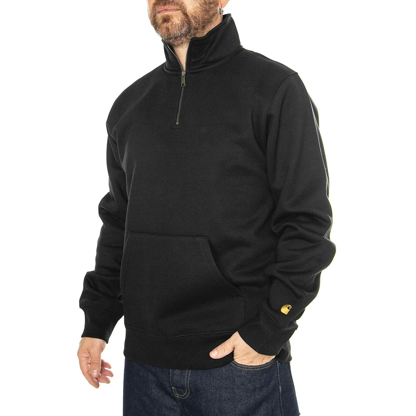 Chase Neck Zip Sweat Black / Gold