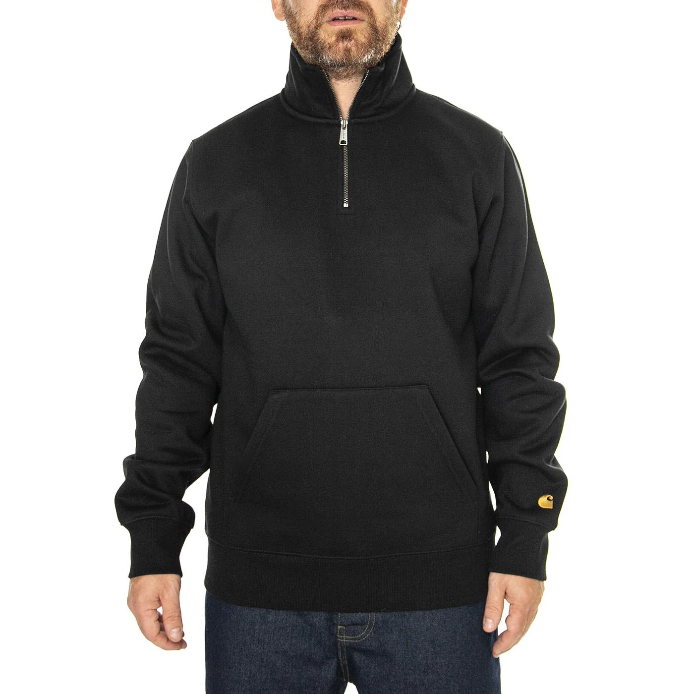 Chase Neck Zip Sweat Black / Gold - Image 2
