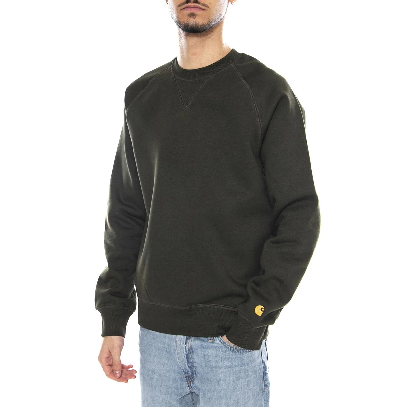 Chase Sweat -- Men's Sweatshirt Olive / Gold CARHARTT WIP