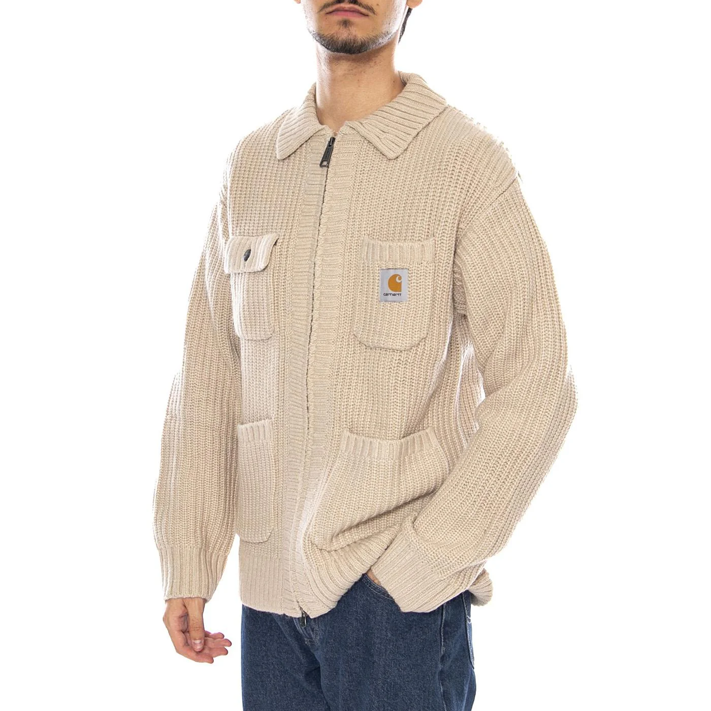 Chore Knit Jacket Fleur De Sel - Beige Knitted Cardigan Men CARHARTT WIP