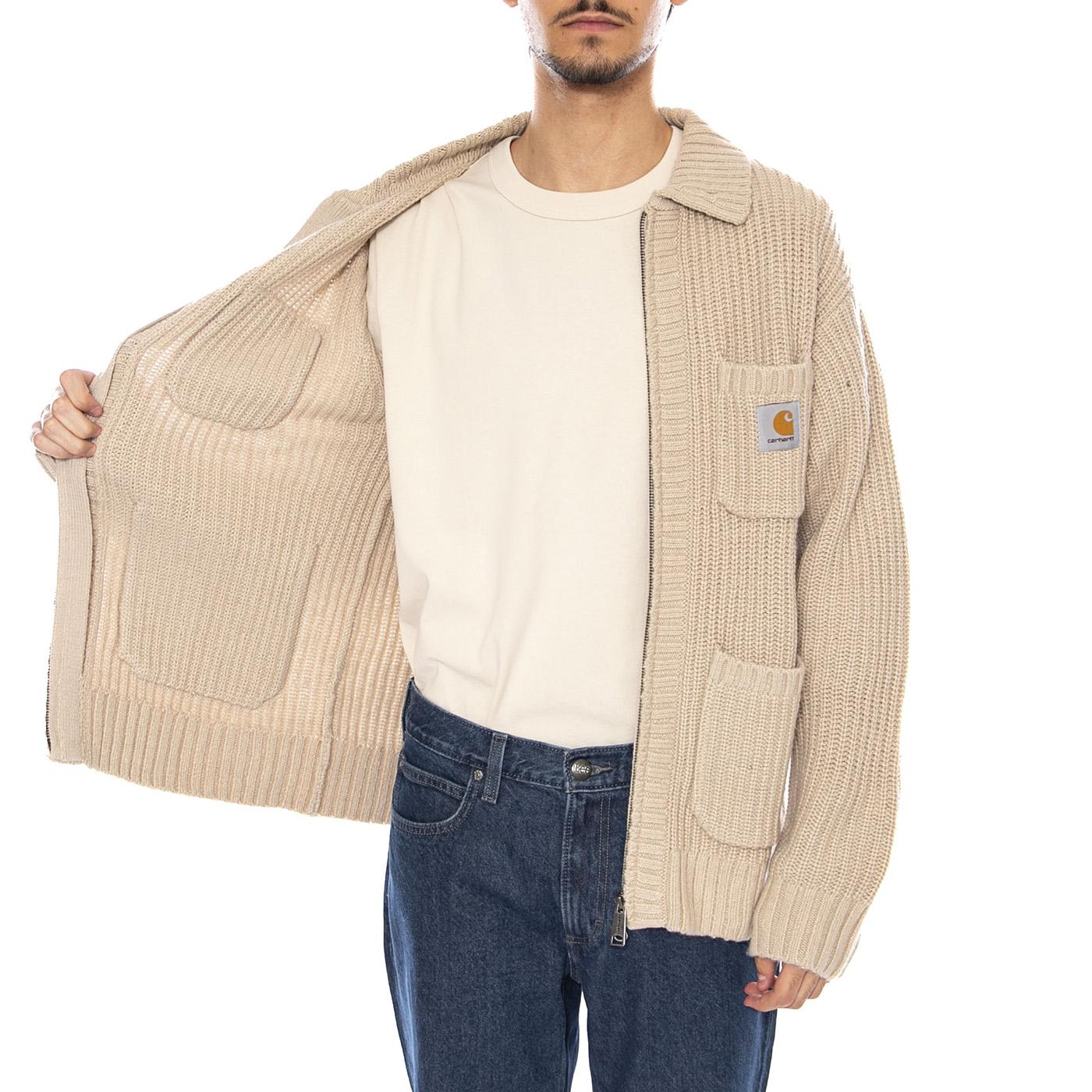 Chore Knit Jacket Fleur De Sel - Beige Knitted Cardigan Men CARHARTT WIP - Image 4