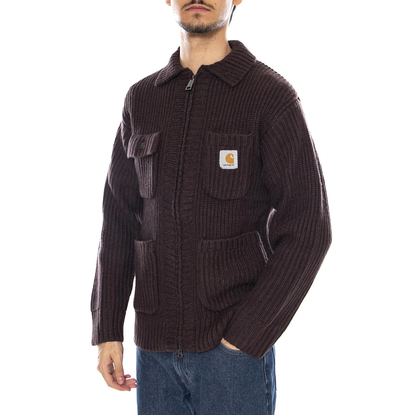 Chore Knit Jacket Palisander - Men's Knit Cardigan Brown Men's CARHARTT WIP