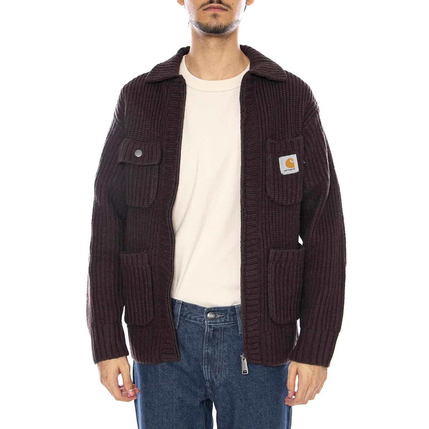Chore Knit Jacket Palisander - Men's Knit Cardigan Brown Men's CARHARTT WIP - Image 2
