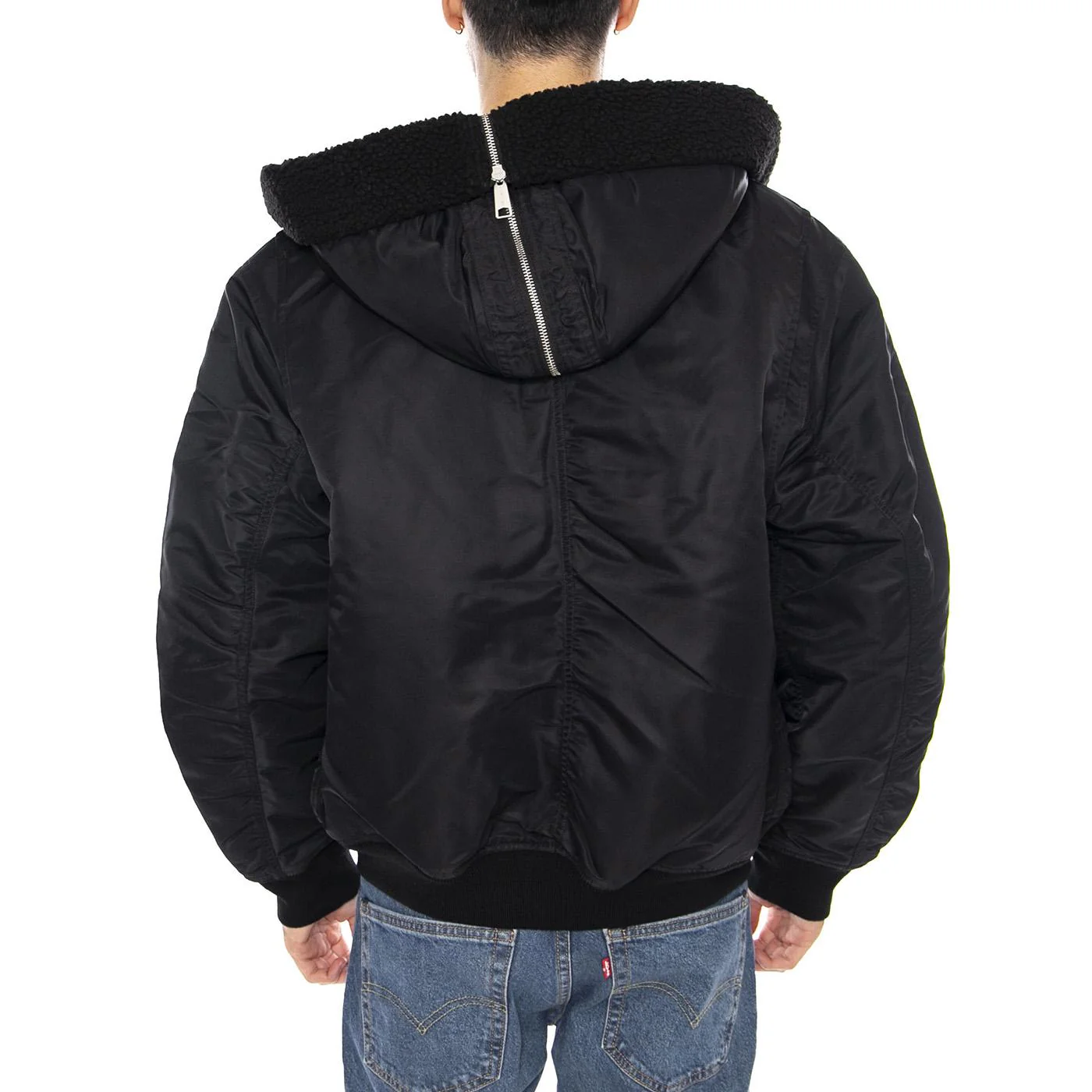 HD Oltera Bomber Black / Black -- Men's Hooded Bomber Jacket Black Men CARHARTT WIP - Image 3