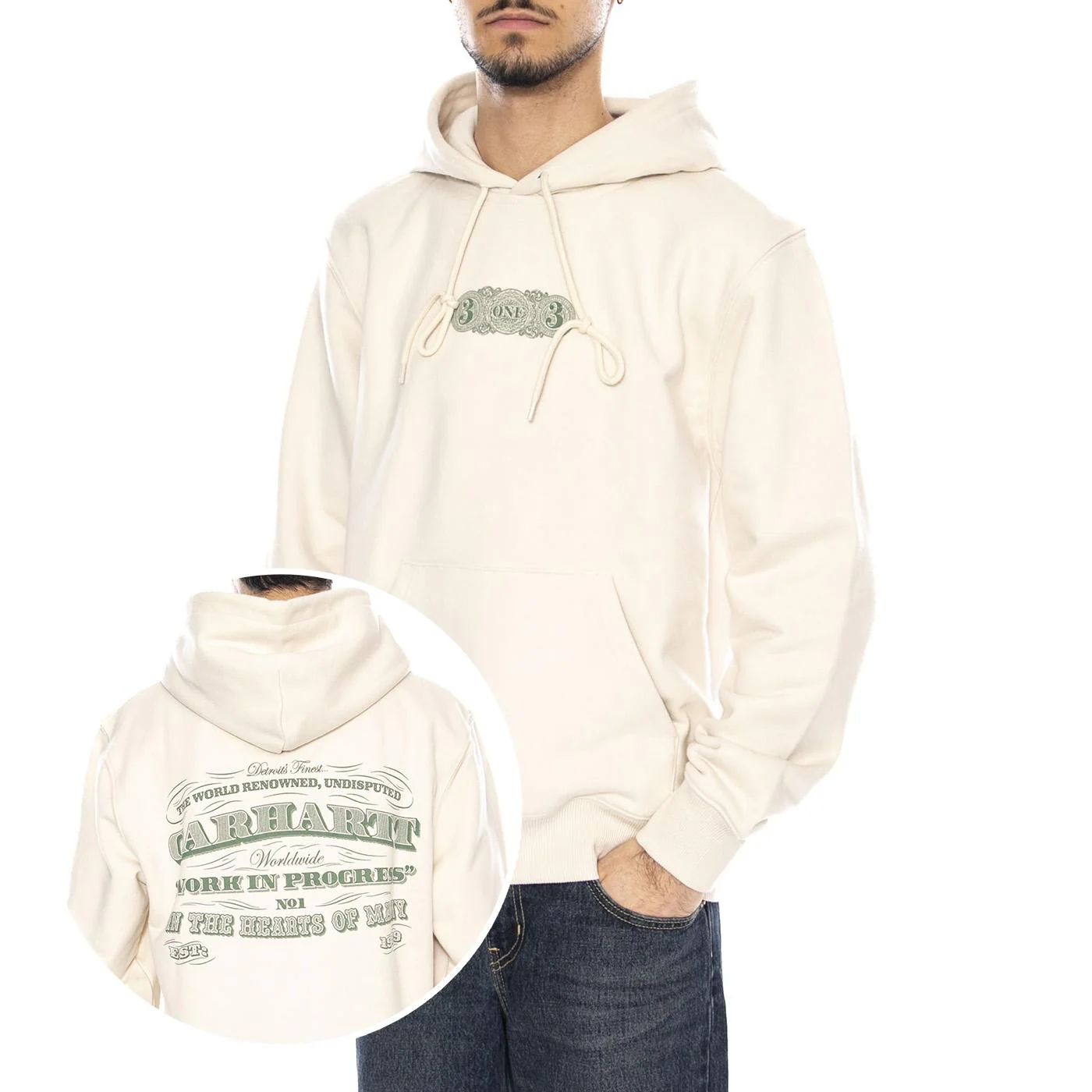 Hooded 3 One 3 Sweat -- Men's Hoodie Ecru Men's CARHARTT WIP