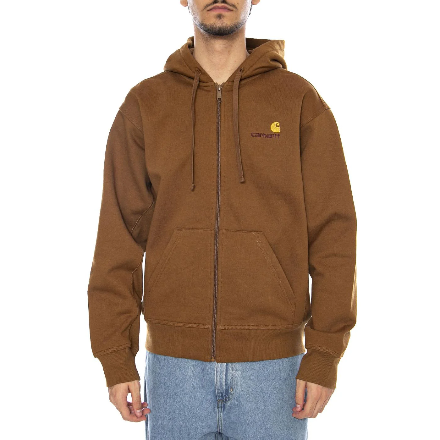 Hooded American Script Jacket Hamilton Brown - Men's Hoodie Brown Men's CARHARTT WIP - Image 2