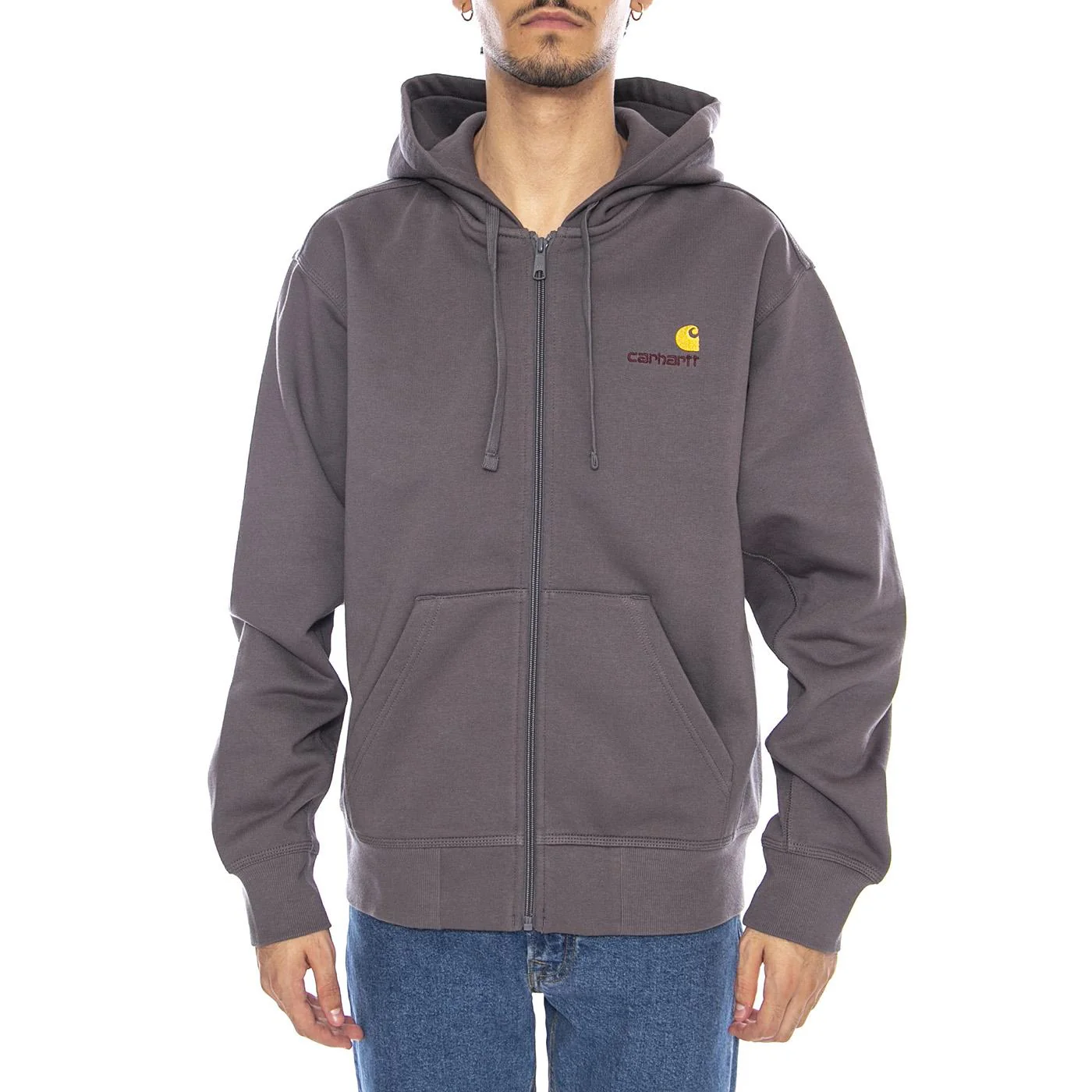 Hooded American Script Jacket Porphyry - Men's Hoodie Grey Men's CARHARTT WIP - Image 2