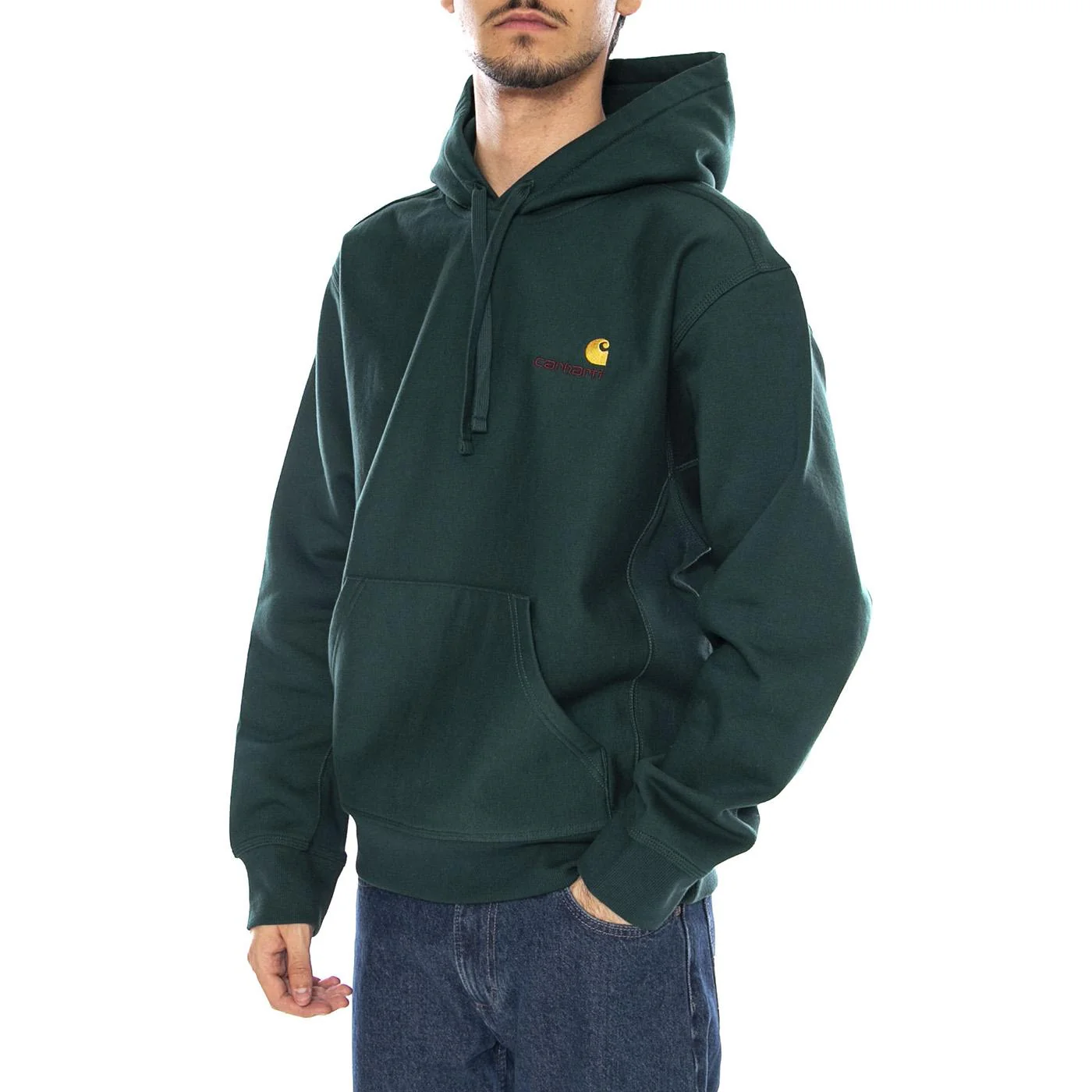 Hooded American Script Sweat Dark Fir - Men's Hoodie Green Men's CARHARTT WIP