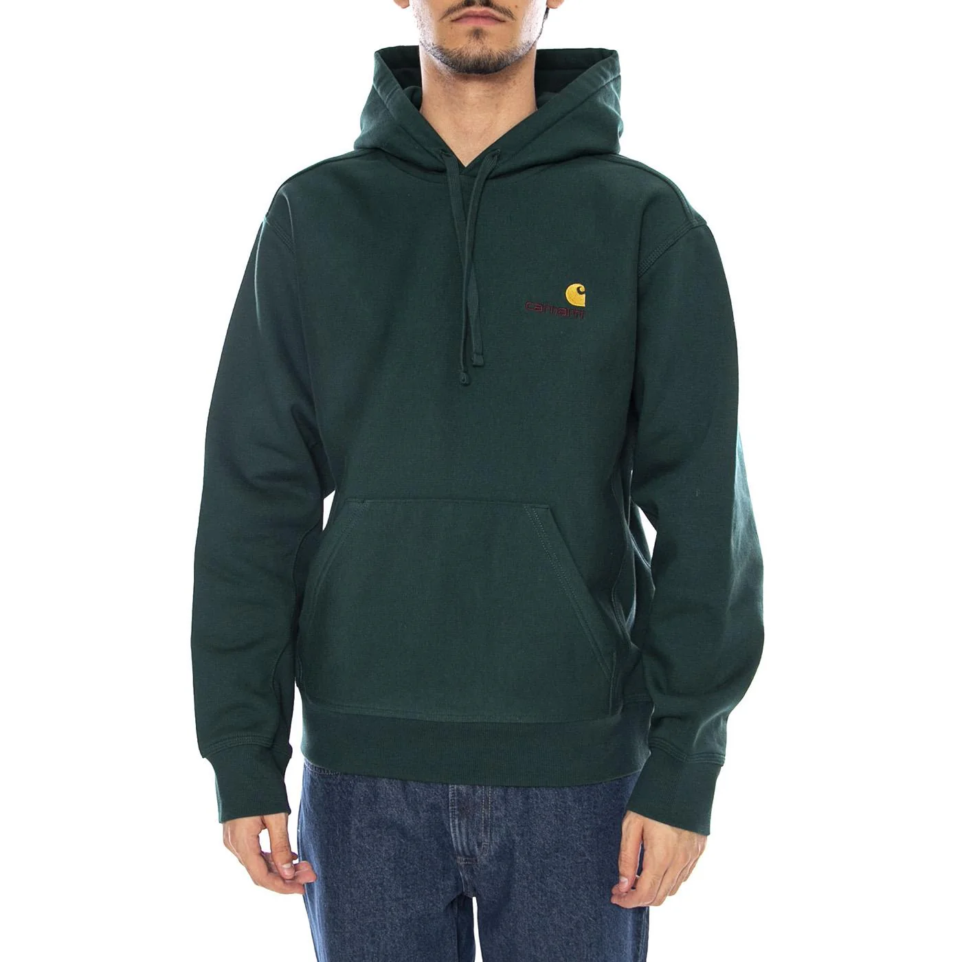 Hooded American Script Sweat Dark Fir - Men's Hoodie Green Men's CARHARTT WIP - Image 2
