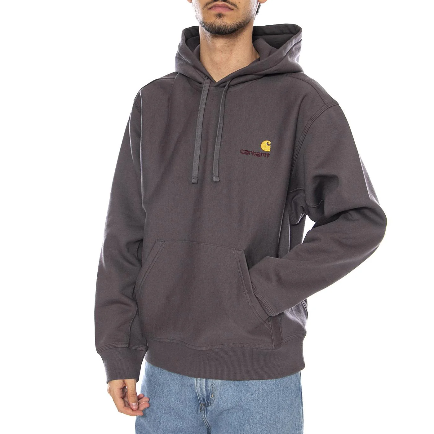 Hooded American Script Sweat Porphyry - Green Men's Hoodie CARHARTT WIP