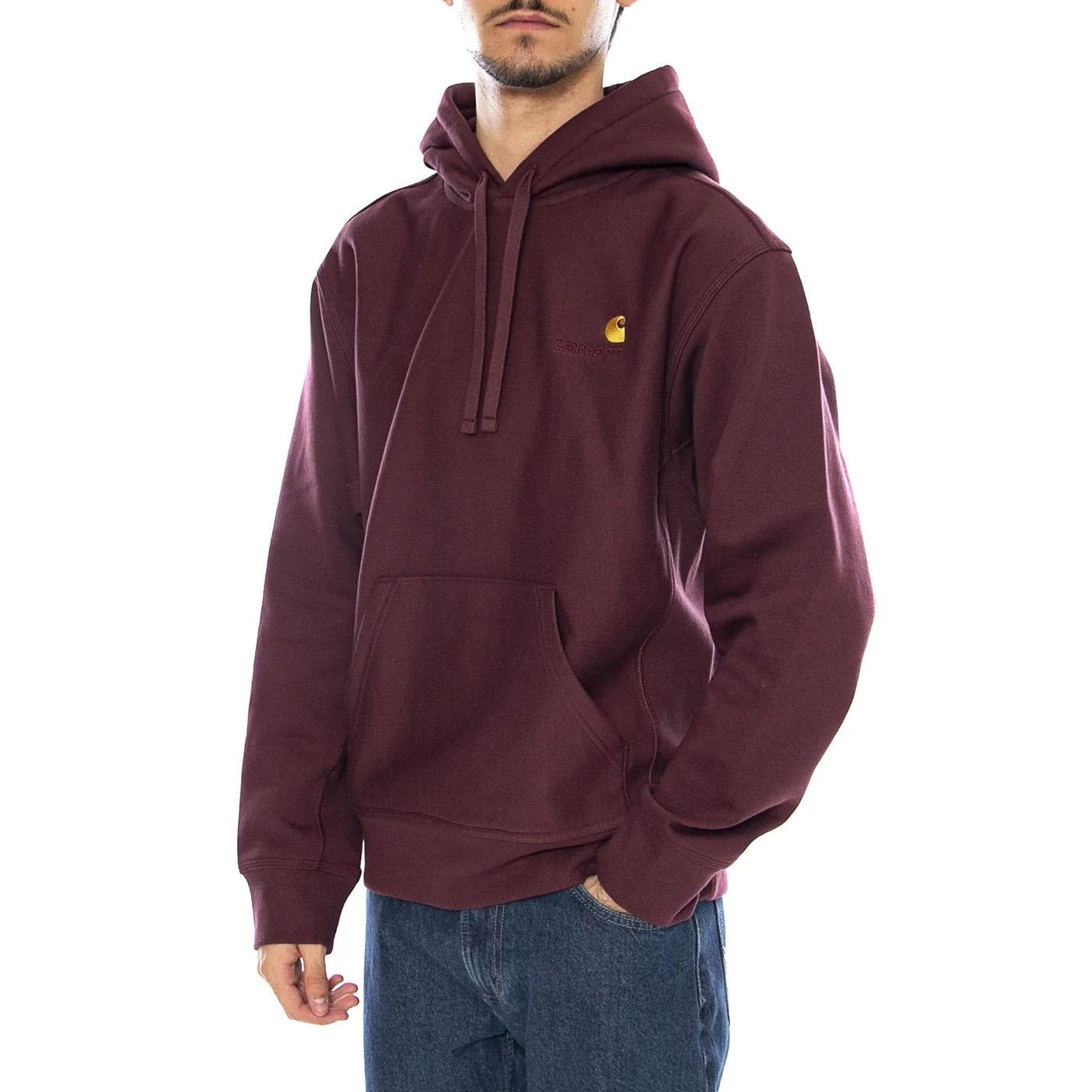 Hooded American Script Sweat Rondo - Men's Burgundy Hoodie CARHARTT WIP