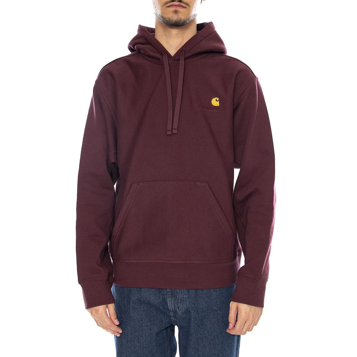 Hooded American Script Sweat Rondo - Men's Burgundy Hoodie CARHARTT WIP - Image 2