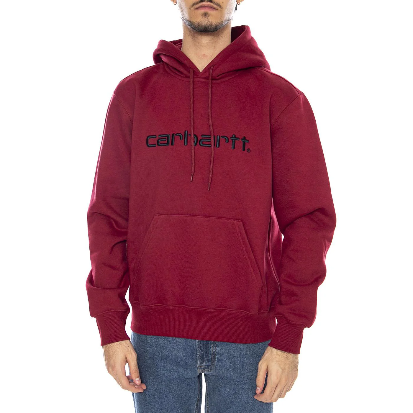 Hooded Carhartt Sweat Scarlet / Graphite - Men's Hoodie Bordeaux CARHARTT WIP - Image 2