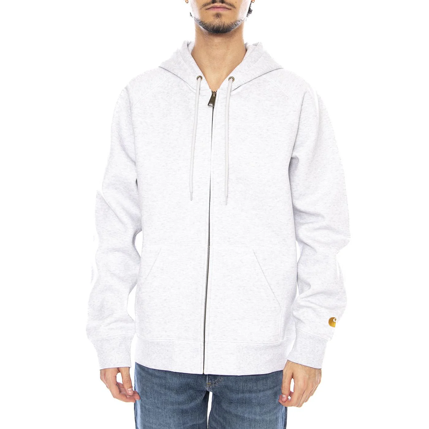 Hooded Chase Jacket Ash Heather / Gold - Men's Hoodie Grey Men's CARHARTT WIP - Image 2