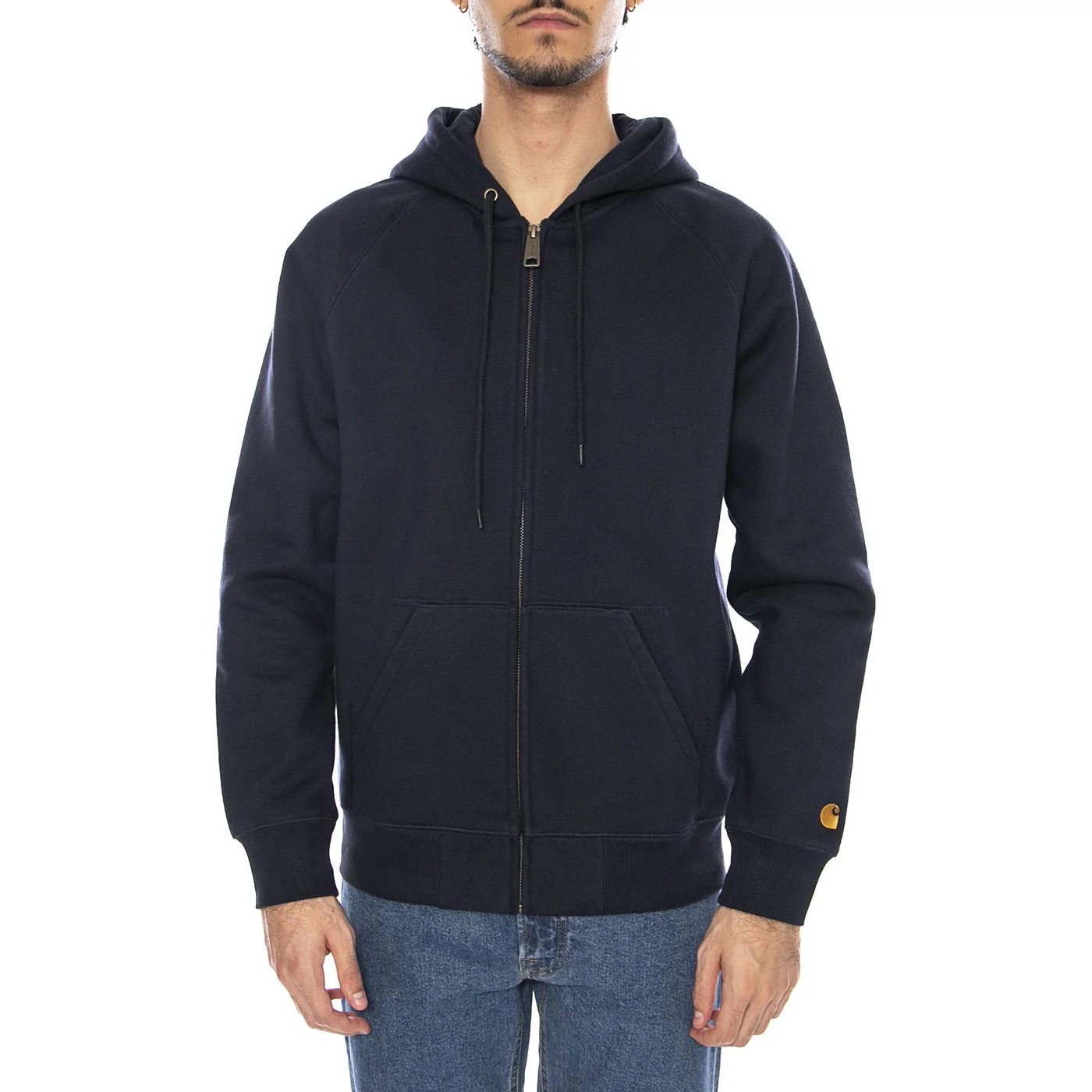 Hooded Chase Jacket Dark Navy / Gold - Men's Zip-Up Hooded Jacket Blue Men's CARHARTT WIP - Image 2