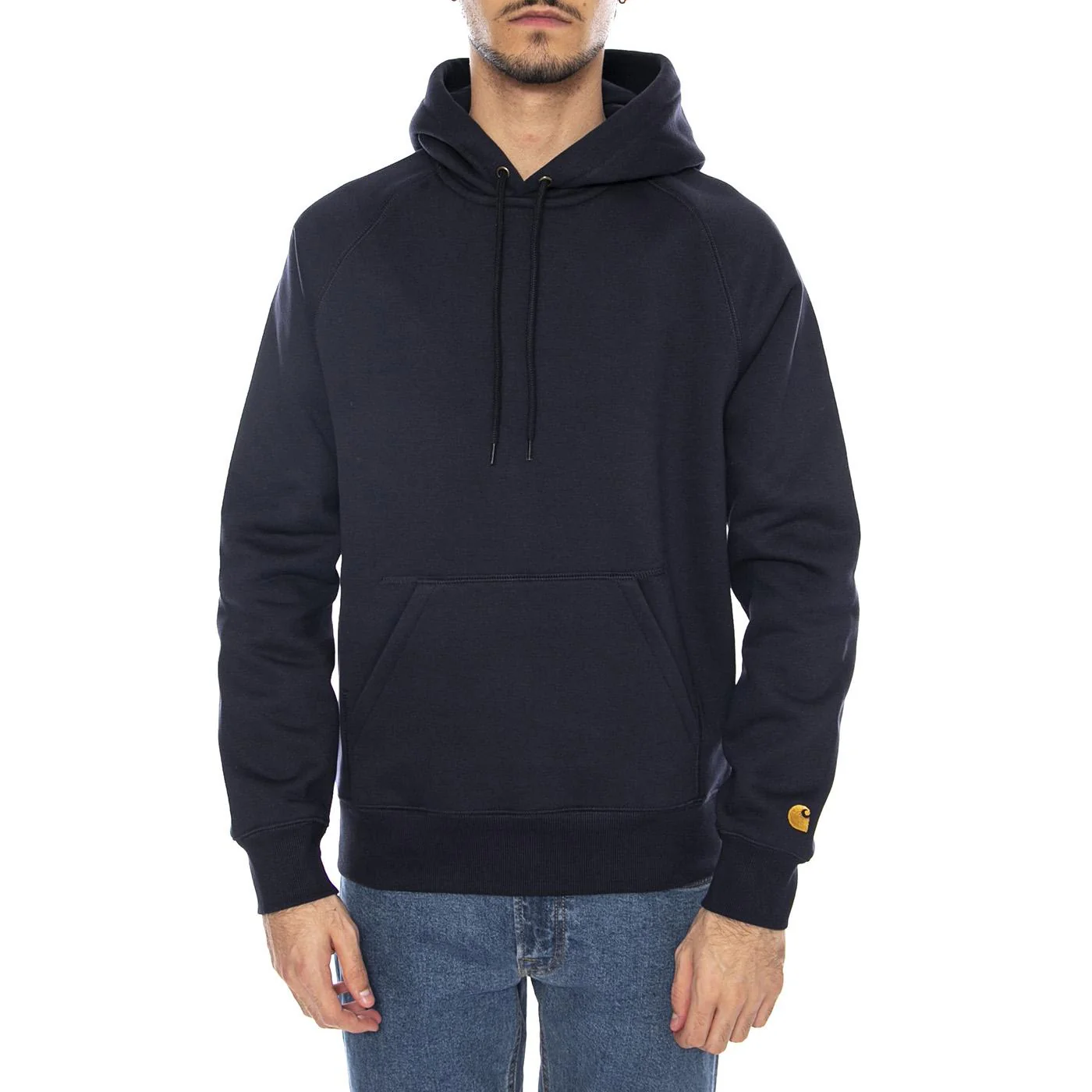 Hooded Chase Sweat Dark Navy / Gold - Men's Hoodie Blue Men's CARHARTT WIP - Image 2