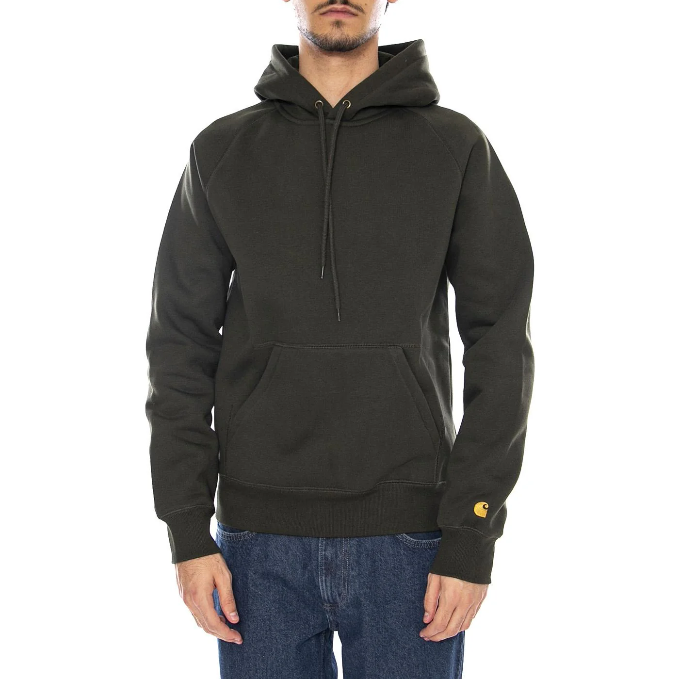 Hooded Chase Sweat Olive / Gold - Men's Hoodie Green Men's CARHARTT WIP - Image 2