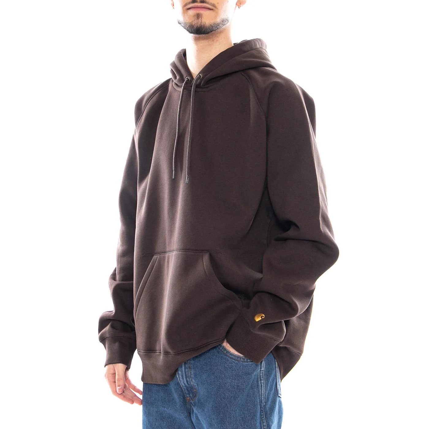 Hooded Chase Sweat Tobacco / Gold - Men's Hoodie Brown Men's CARHARTT WIP