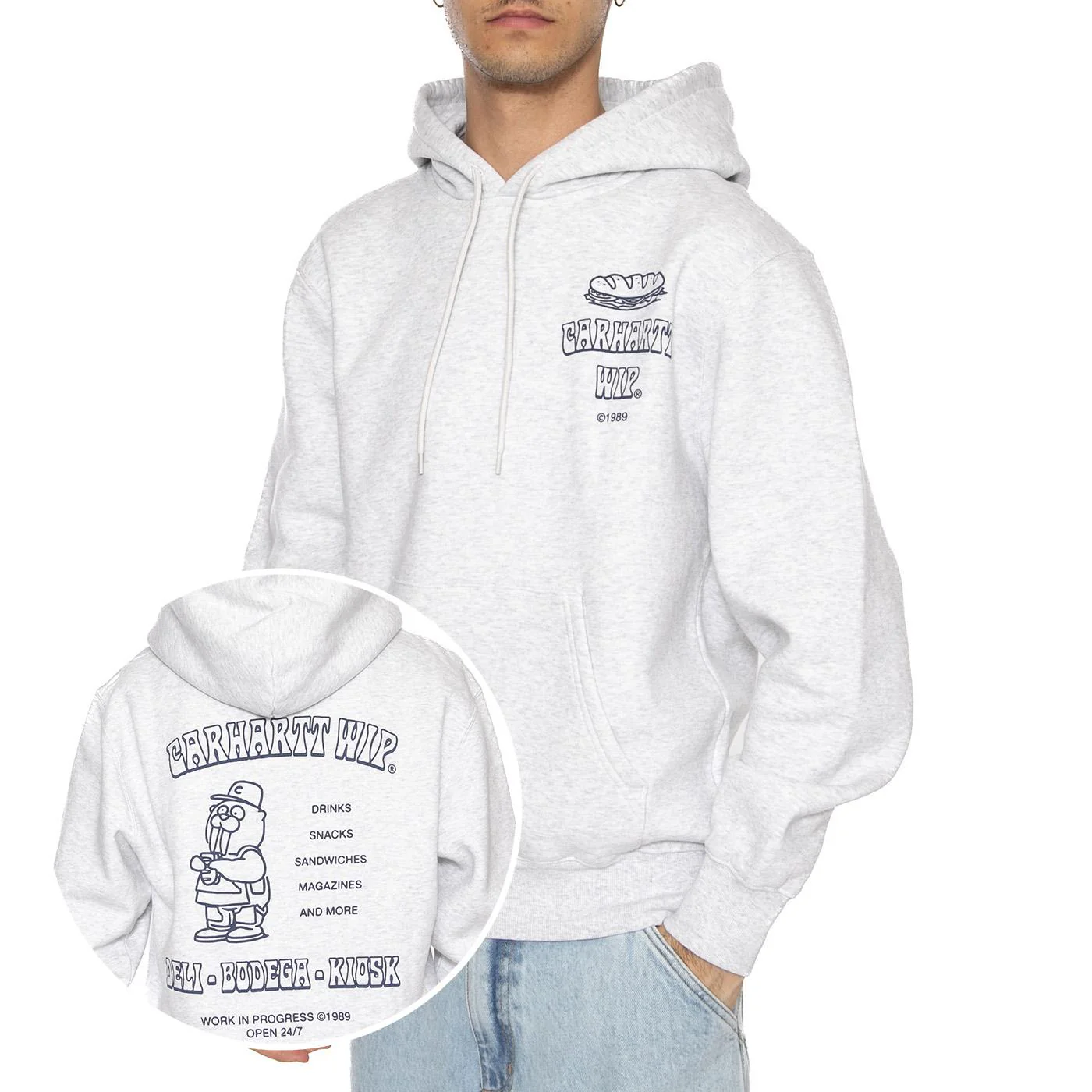 Hooded Sandwich Sweat Ash Heather / Blue