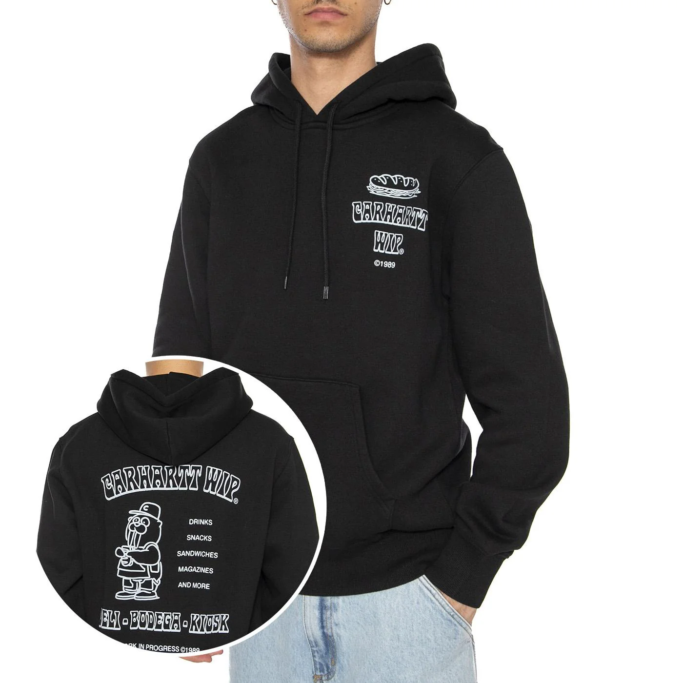 Hooded Sandwich Sweat Black / Blue Fog