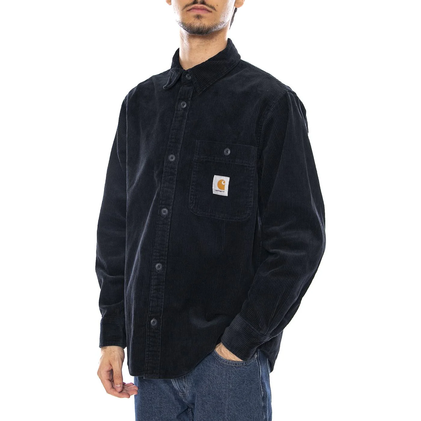 L/S Flint Shirt Deep Night - Men's Blue Shirt CARHARTT WIP