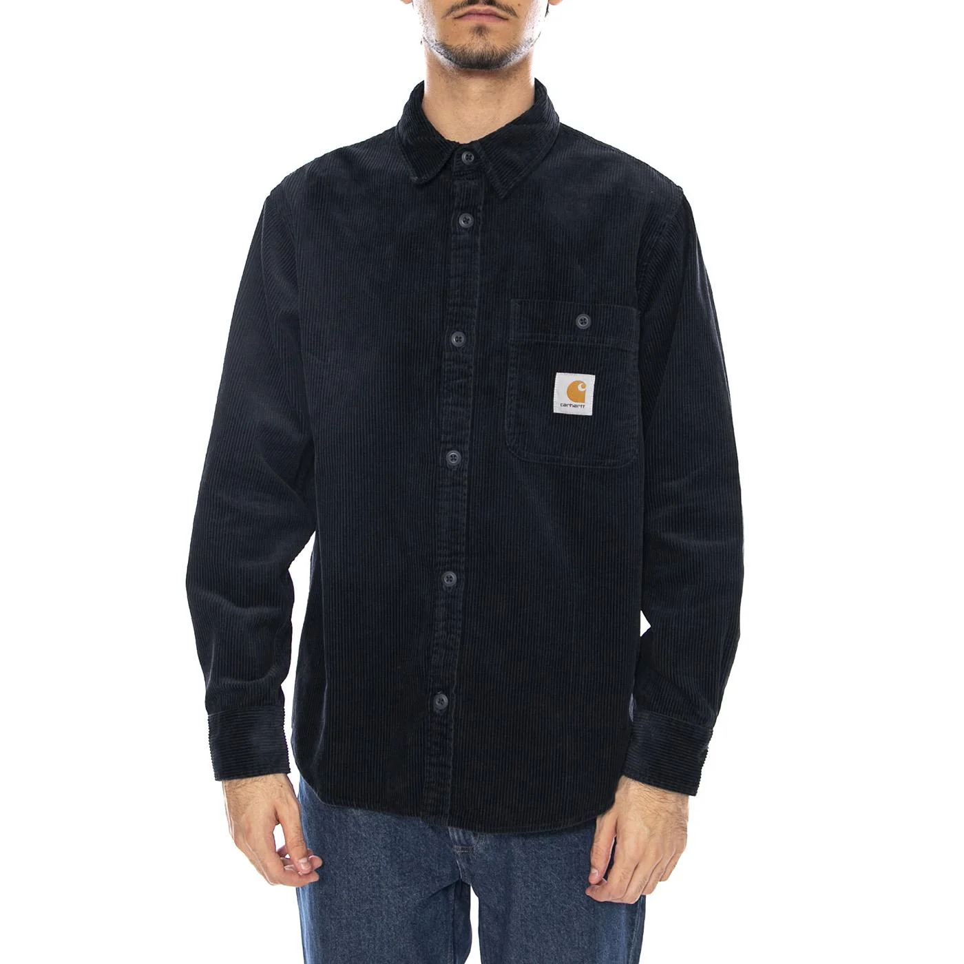 L/S Flint Shirt Deep Night - Men's Blue Shirt CARHARTT WIP - Image 2