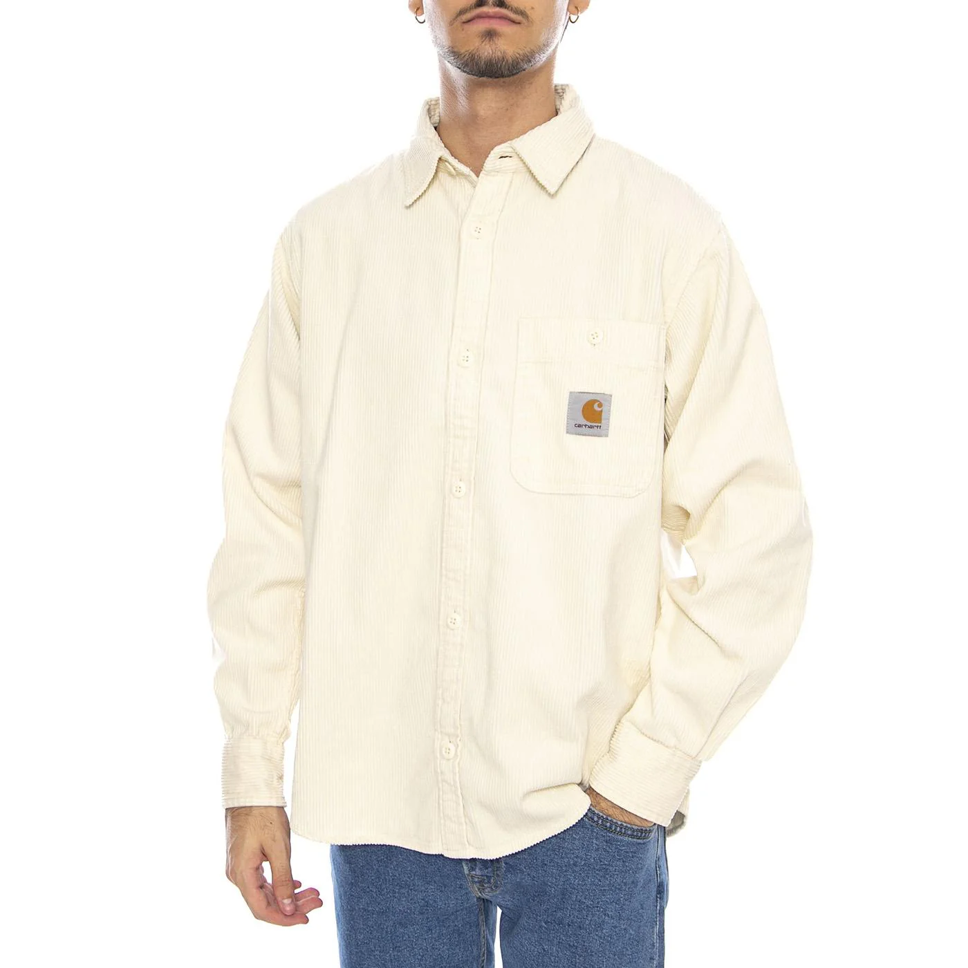 L/S Flint Shirt Salt - Men's Cream Shirt CARHARTT WIP