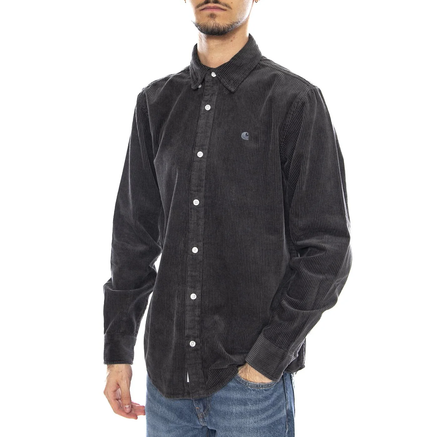 L/S Madison Cord Shirt Graphite / Graphite -- Dark Grey Men's Shirt CARHARTT WIP
