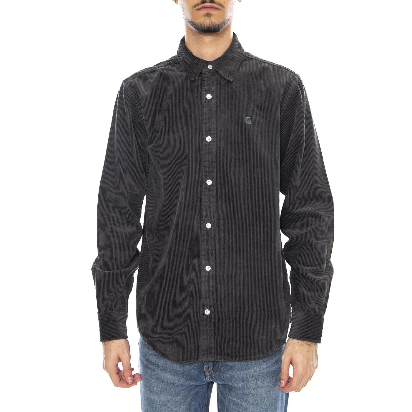 L/S Madison Cord Shirt Graphite / Graphite -- Dark Grey Men's Shirt CARHARTT WIP - Image 2