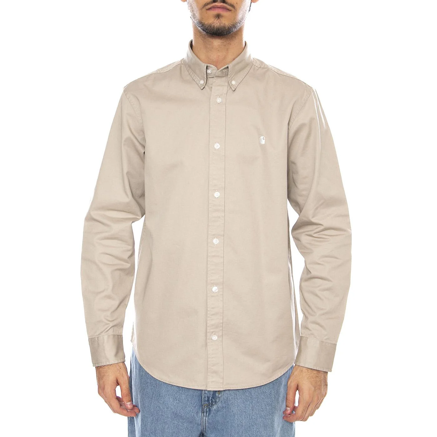 L/S Madison Shirt Fleur De Sel / Wax - Men's Beige Shirt CARHARTT WIP - Image 2