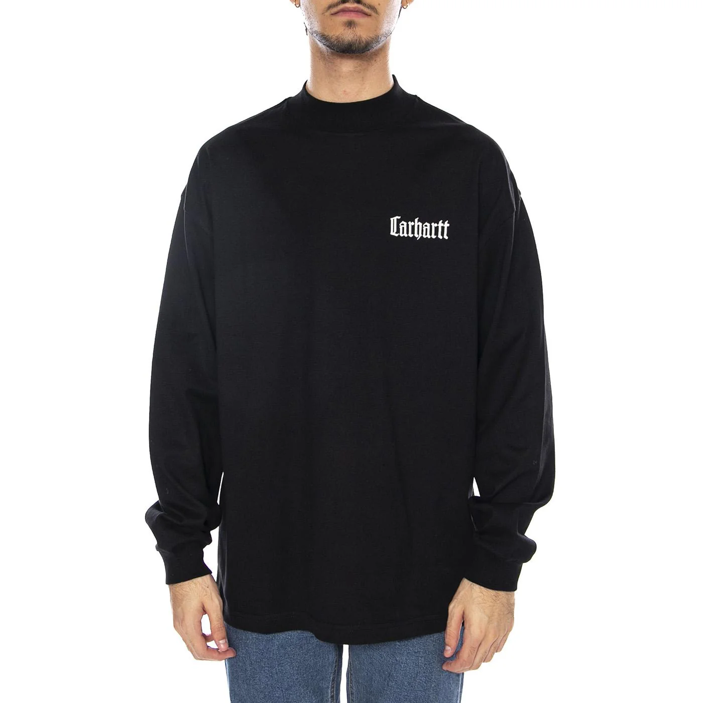 L/S Schooling Mockneck T-Shirt Black / Wax - Men's Long Sleeve Crew Neck T-Shirt Black CARHARTT WIP - Image 2