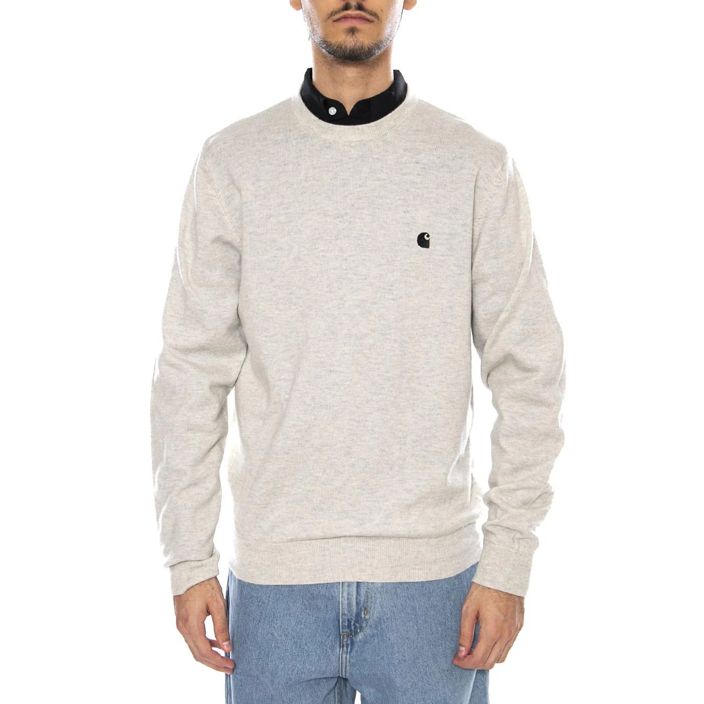 Madison Sweater Fleur De Sel / Black - Men's Crew Neck Sweater Cream Men's CARHARTT WIP - Image 2