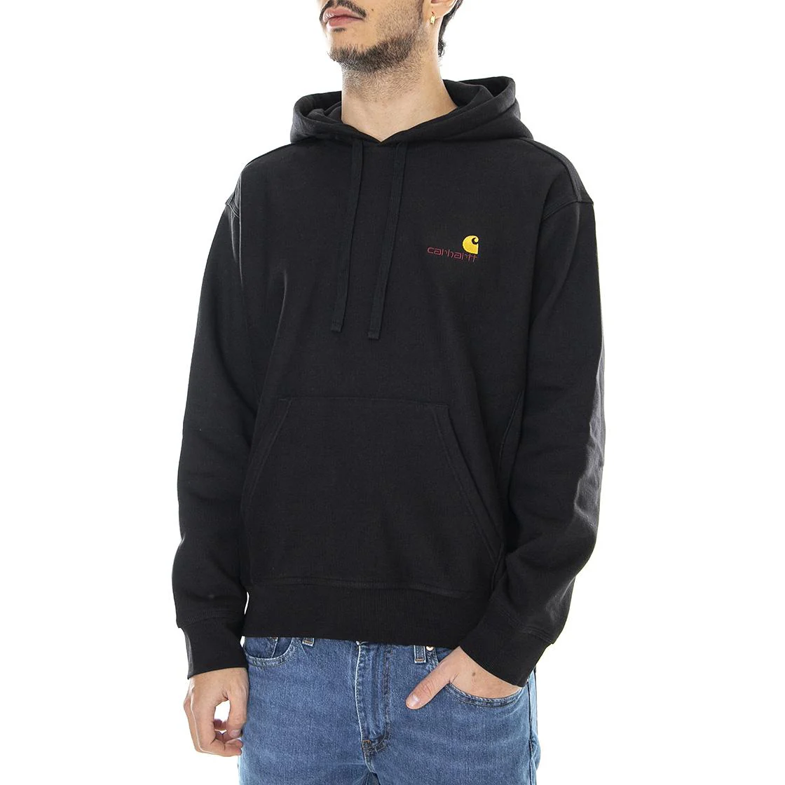 Mens American Script Black Hooded Sweatshirt