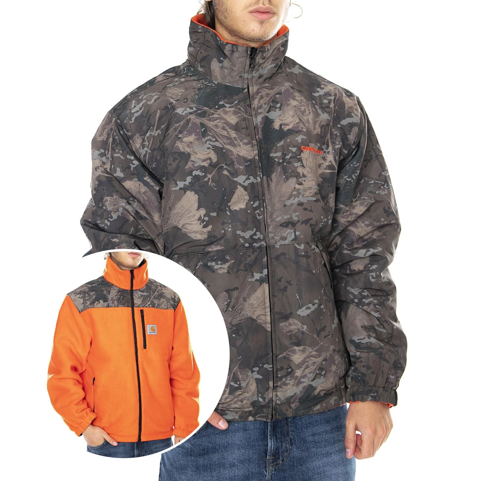 Mens Denby Camo Combi / Safety Orange Reversible Jacket