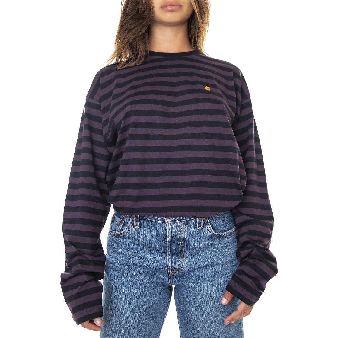 W' L/S Parker T-Shirt ParkerStripe,D.N./Boysenberry - Women's Long Sleeve Crewneck T-Shirt Multicolor Women CARHARTT WIP - Image 2