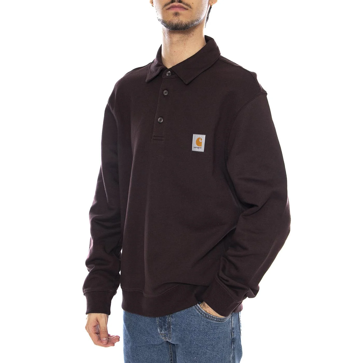 Polo Sweat Palisander - Men's Long-Sleeved Sweatshirt Polo Brown Men's CARHARTT WIP