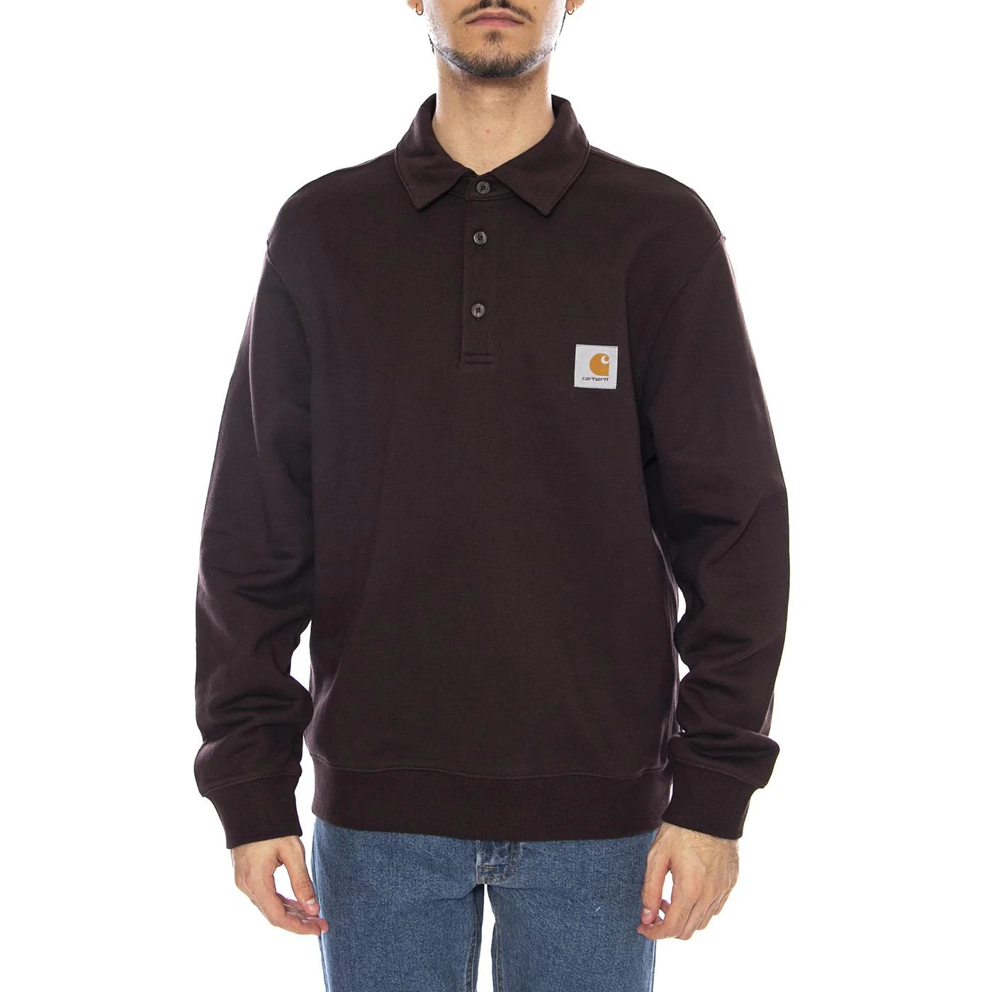Polo Sweat Palisander - Men's Long-Sleeved Sweatshirt Polo Brown Men's CARHARTT WIP - Image 2