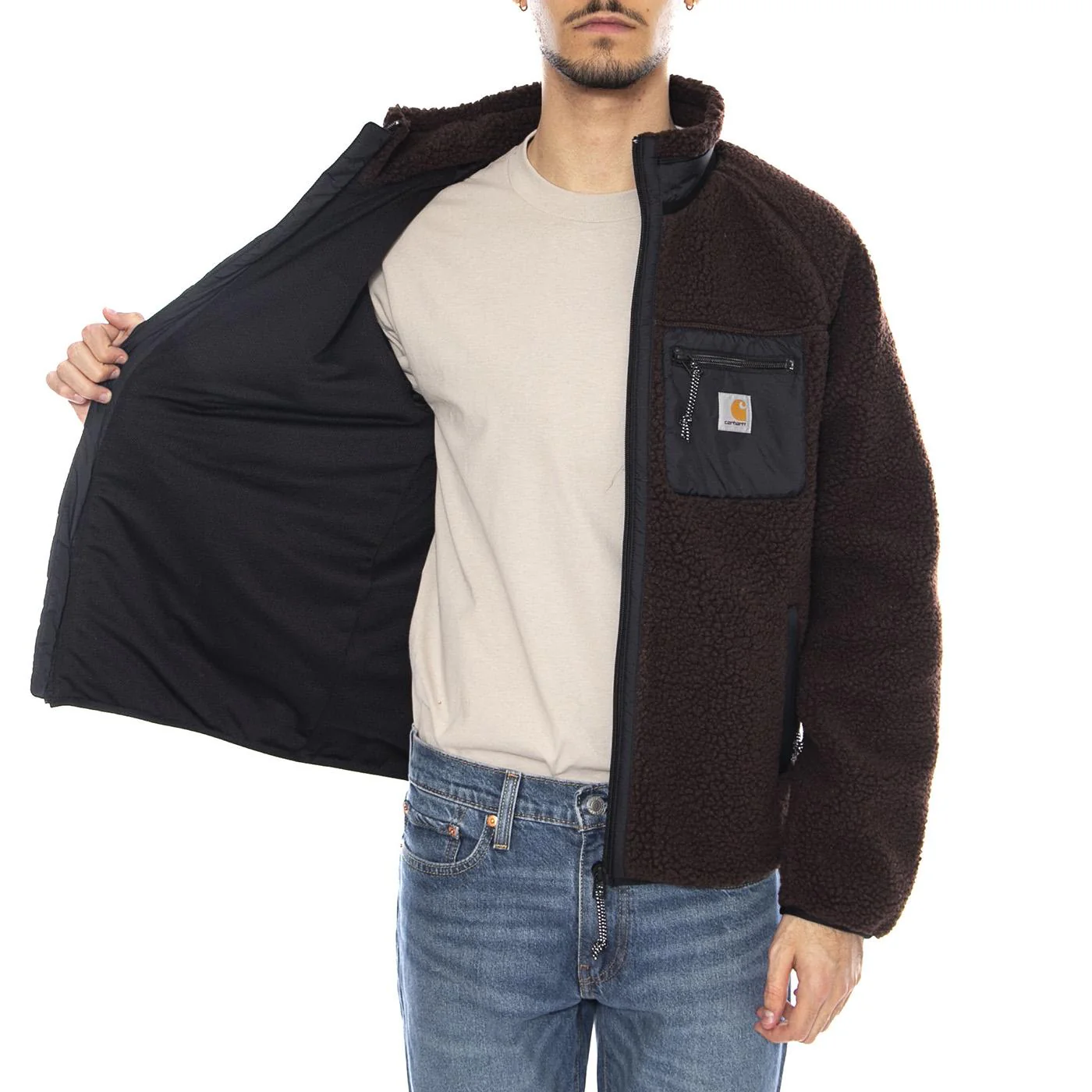 Prentis Liner Palisander / Black -- Men's Brown Jacket CARHARTT WIP - Image 4