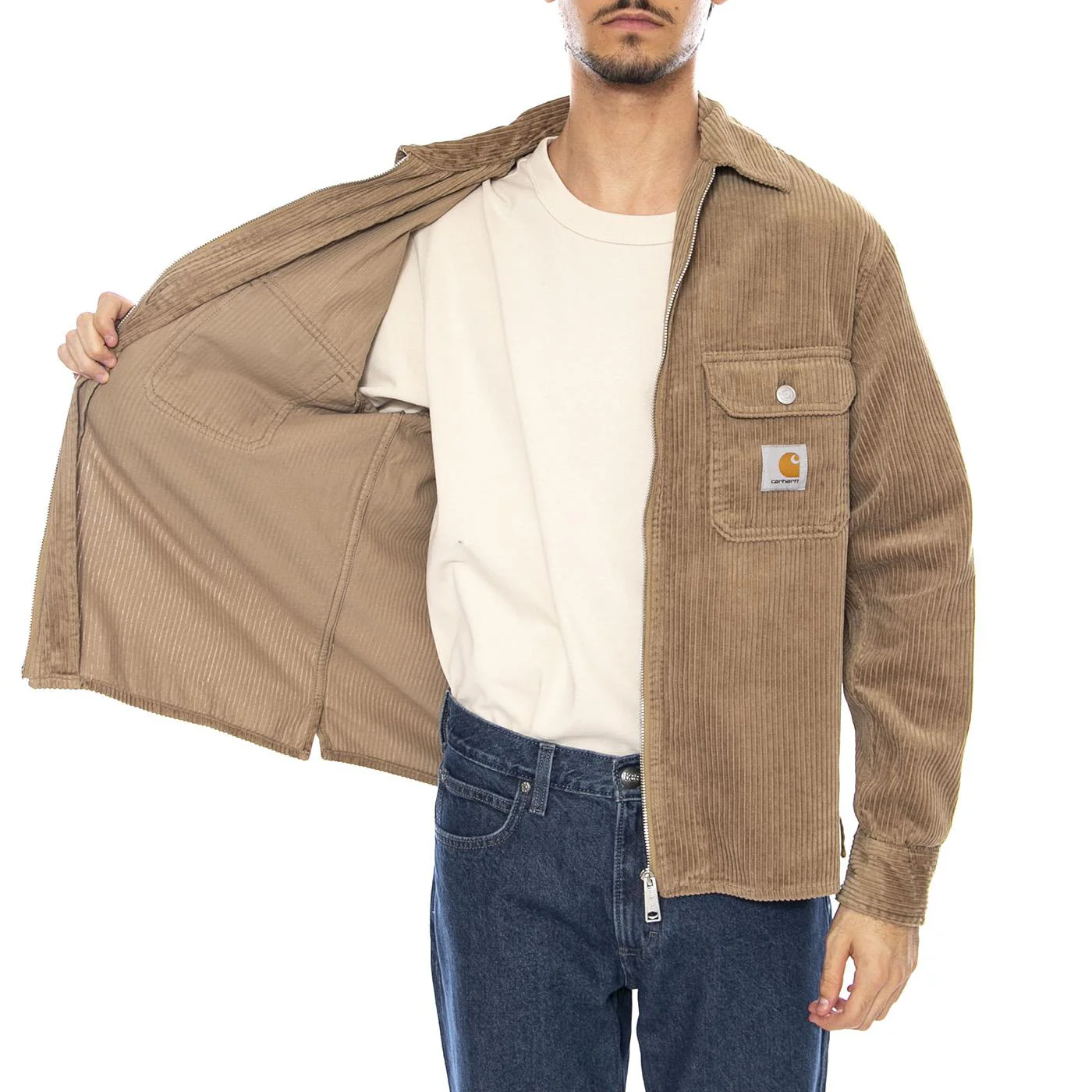 Reynold Shirt Jac Leather - Men's Brown Jacket CARHARTT WIP - Image 4