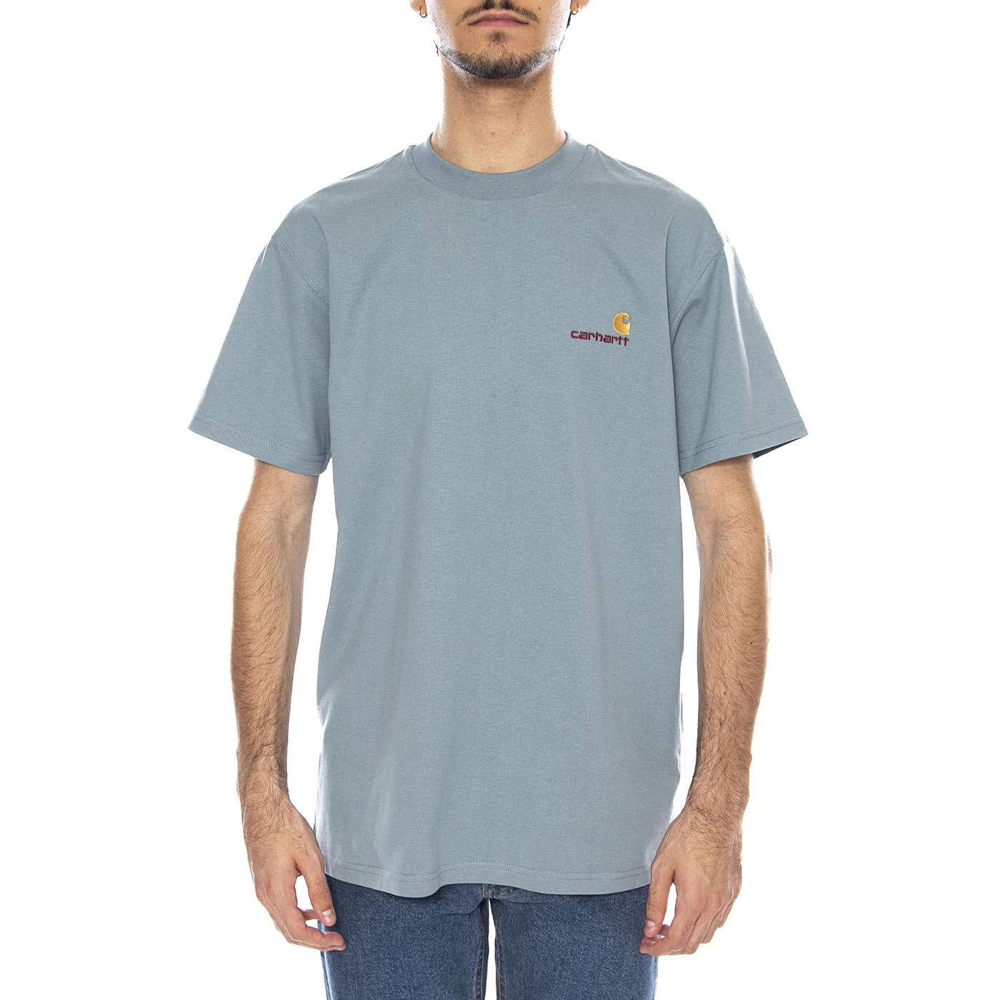 S/S American Script T-Shirt Citadel - Men's Crew Neck T-Shirt Medium Blue Men's CARHARTT WIP - Image 2