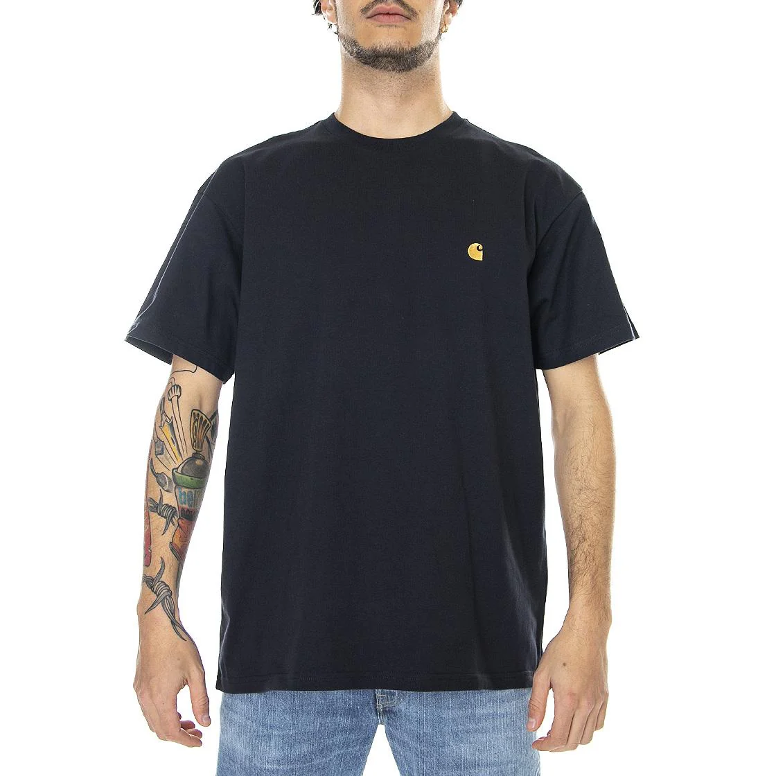 S/S Chase T-Shirt Dark Navy / Gold Mens - Image 2
