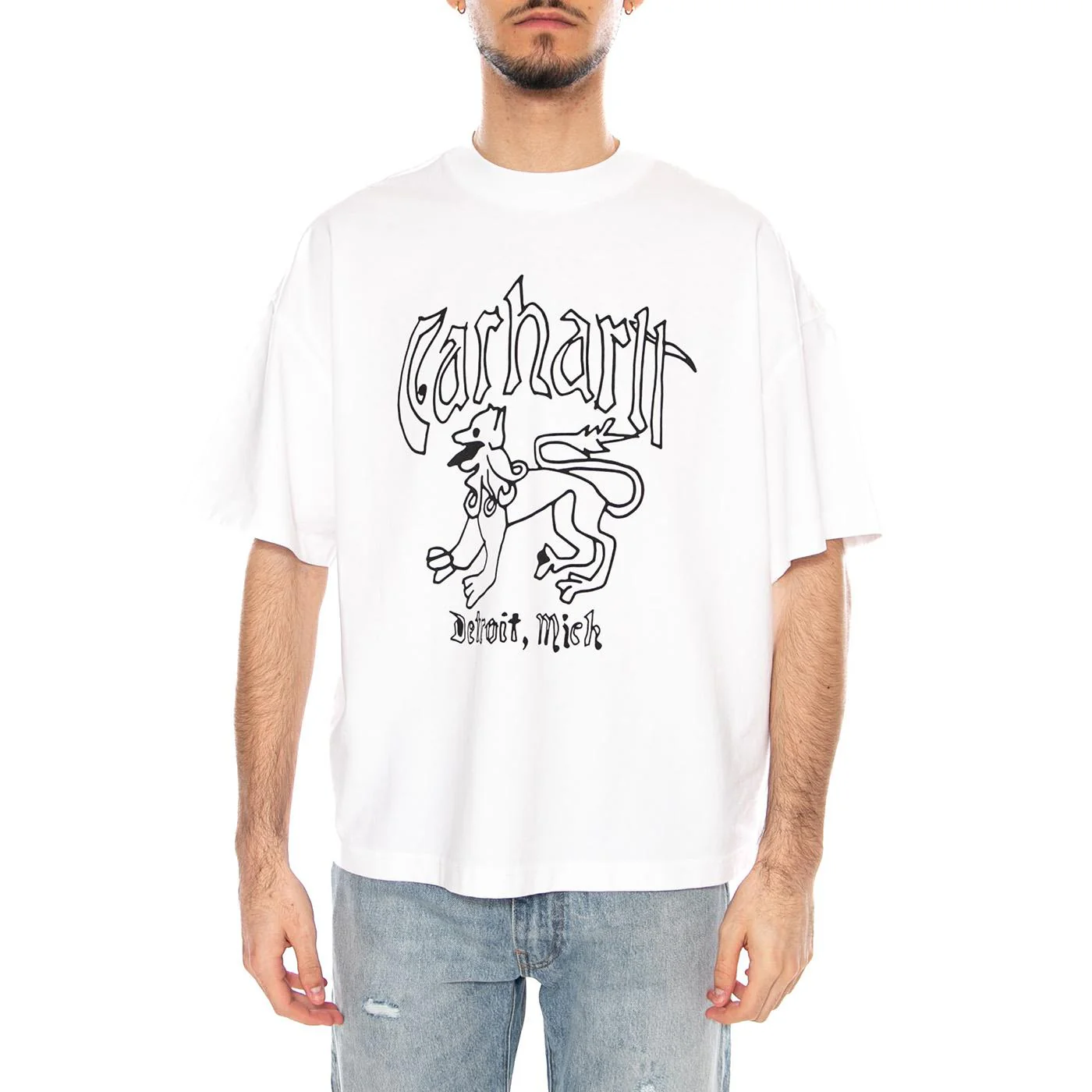 S/S Hackwork T-Shirt White - White Men's Crew Neck T-Shirt CARHARTT WIP - Image 2