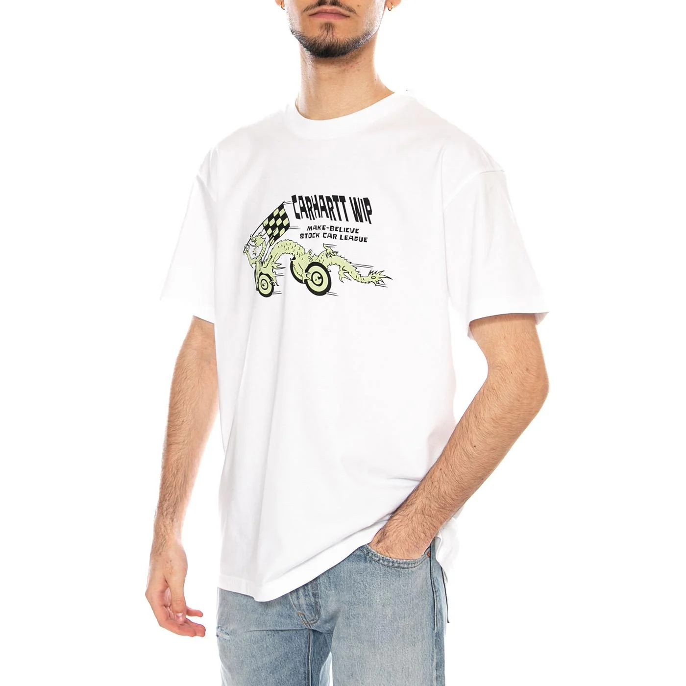 S/S Make Believe League TS White - Men's Crew Neck T-Shirt White Men's CARHARTT WIP