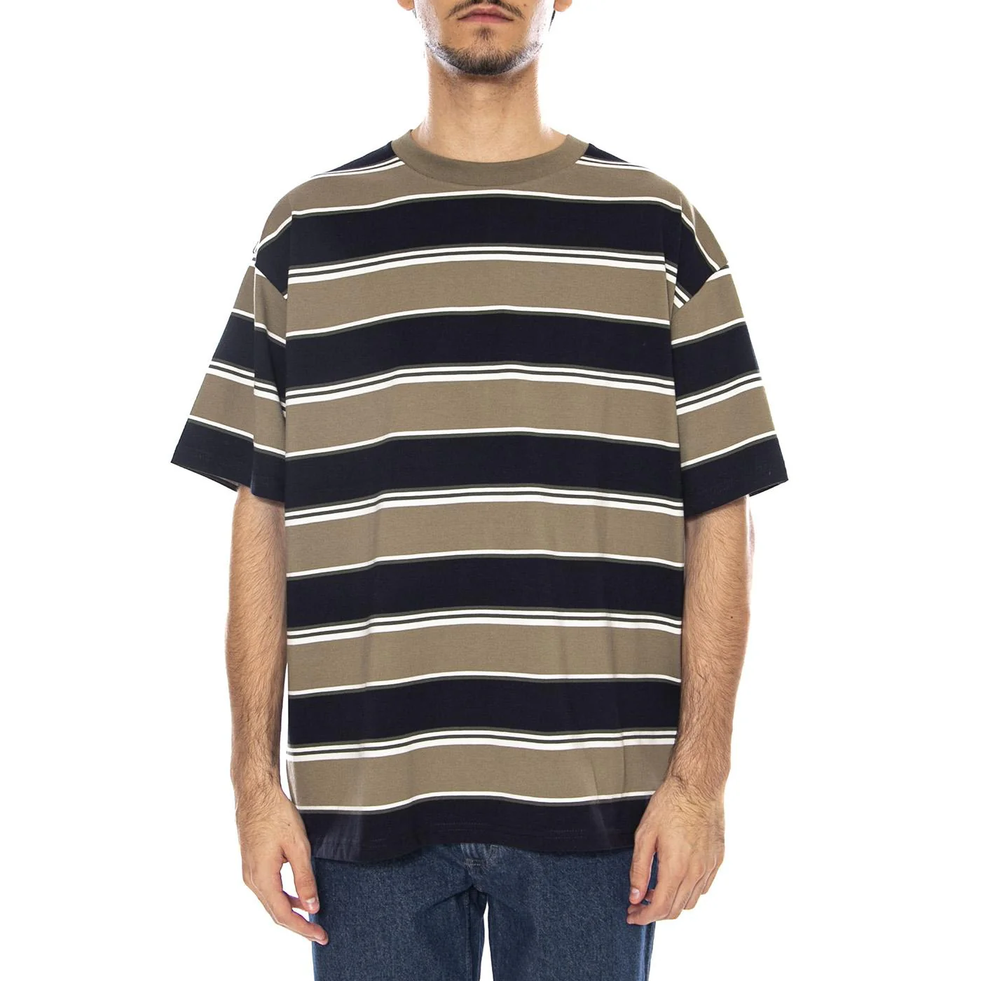 S/S Malone T-Shirt Malone Stripe, Brass - Men's Crew Neck T-Shirt Multicolor Men's CARHARTT WIP - Image 2